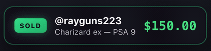 A sold notice appearing after a purchase