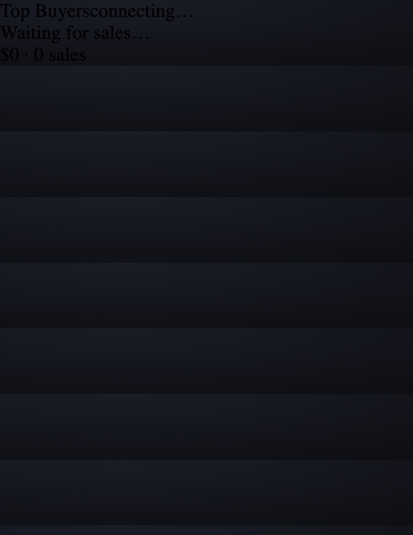Buyers leaderboard with dollar amounts and sale counts hidden